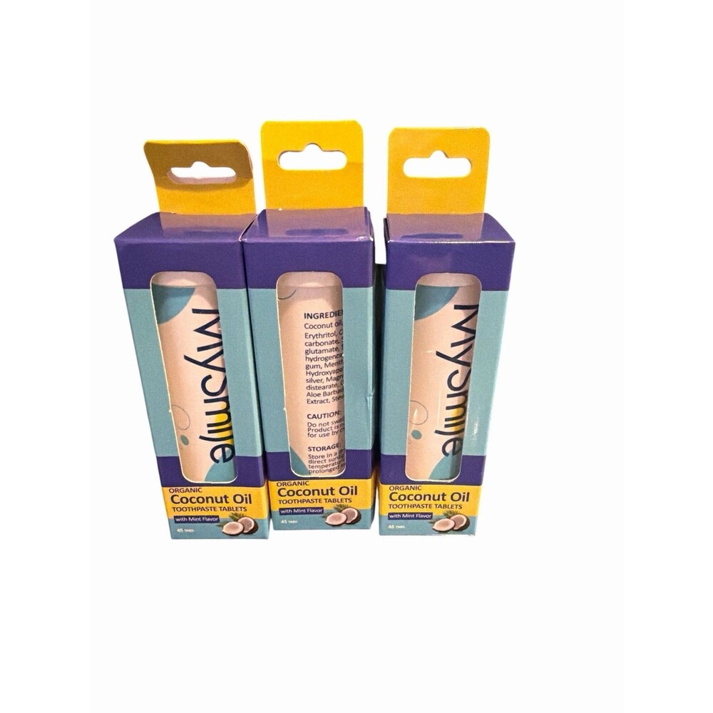 Bundle 3 Tubes 135 Total Tablets MySmile Travel Toothpaste Fluoride Free N-Ha